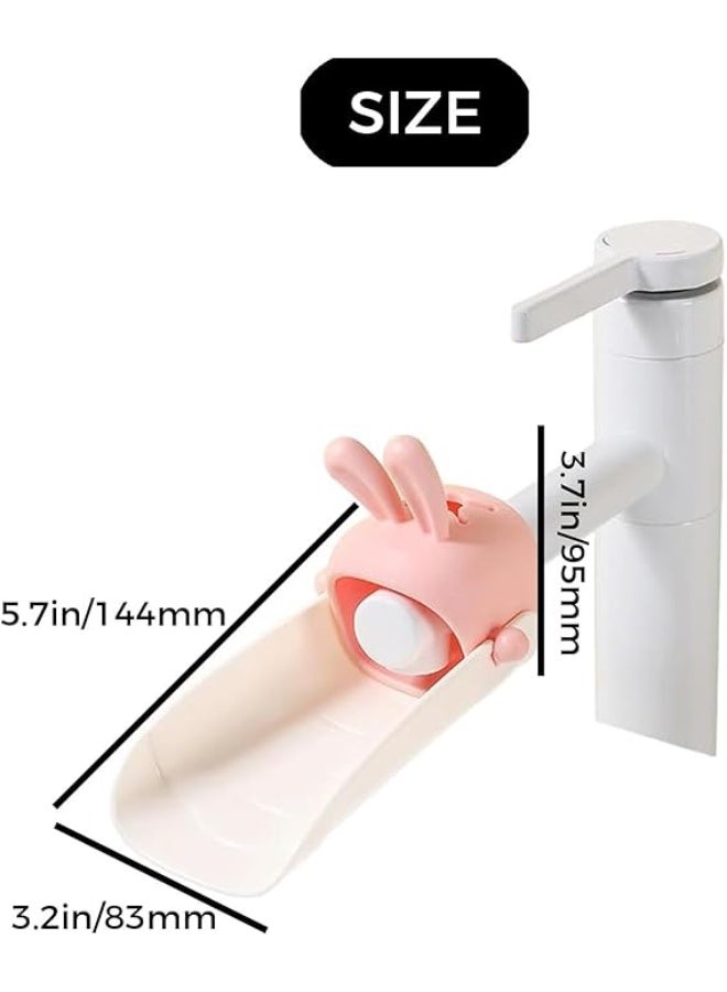 4 قطع من موسعات صنابير الأطفال على شكل أرنب كرتوني لطيف على شكل حرف U، موسع صنبور الحمام والمطبخ المقاوم للرذاذ (وردي/برتقالي/أصفر/أخضر) - Image 3